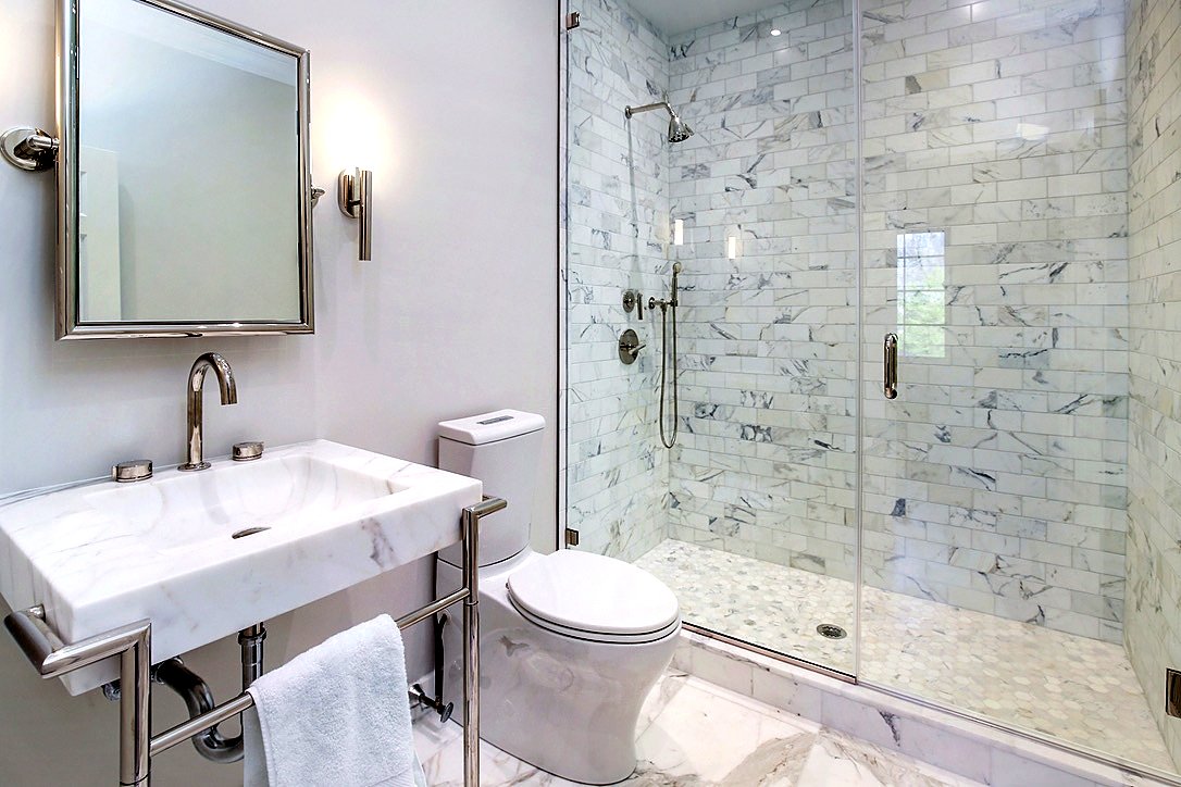 West Harrison bathroom remodels — Carrara marble